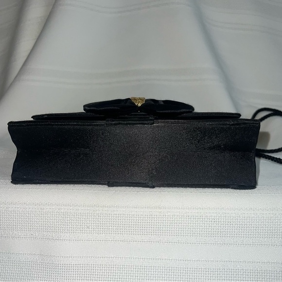 Evening‎ Bag Black Satin Handmade Crossbody OR Clutch Carla Marchi Handmade EUC - Picture 5 of 11